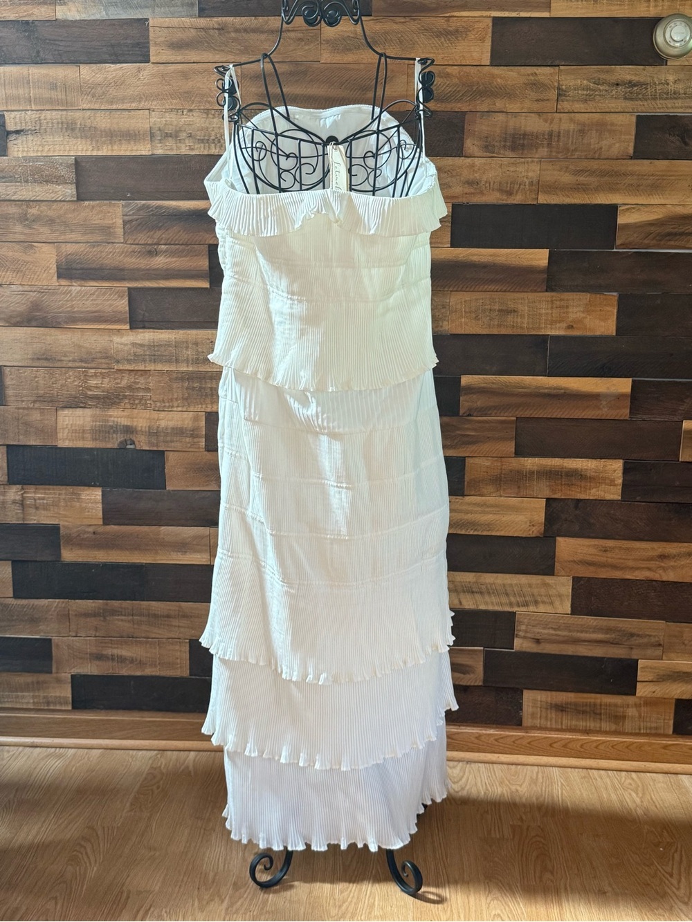 NWT Anthropologie Let Me Be Strapless Tiered Ruffle Pleated Maxi Dress White XL - Picture 2 of 15